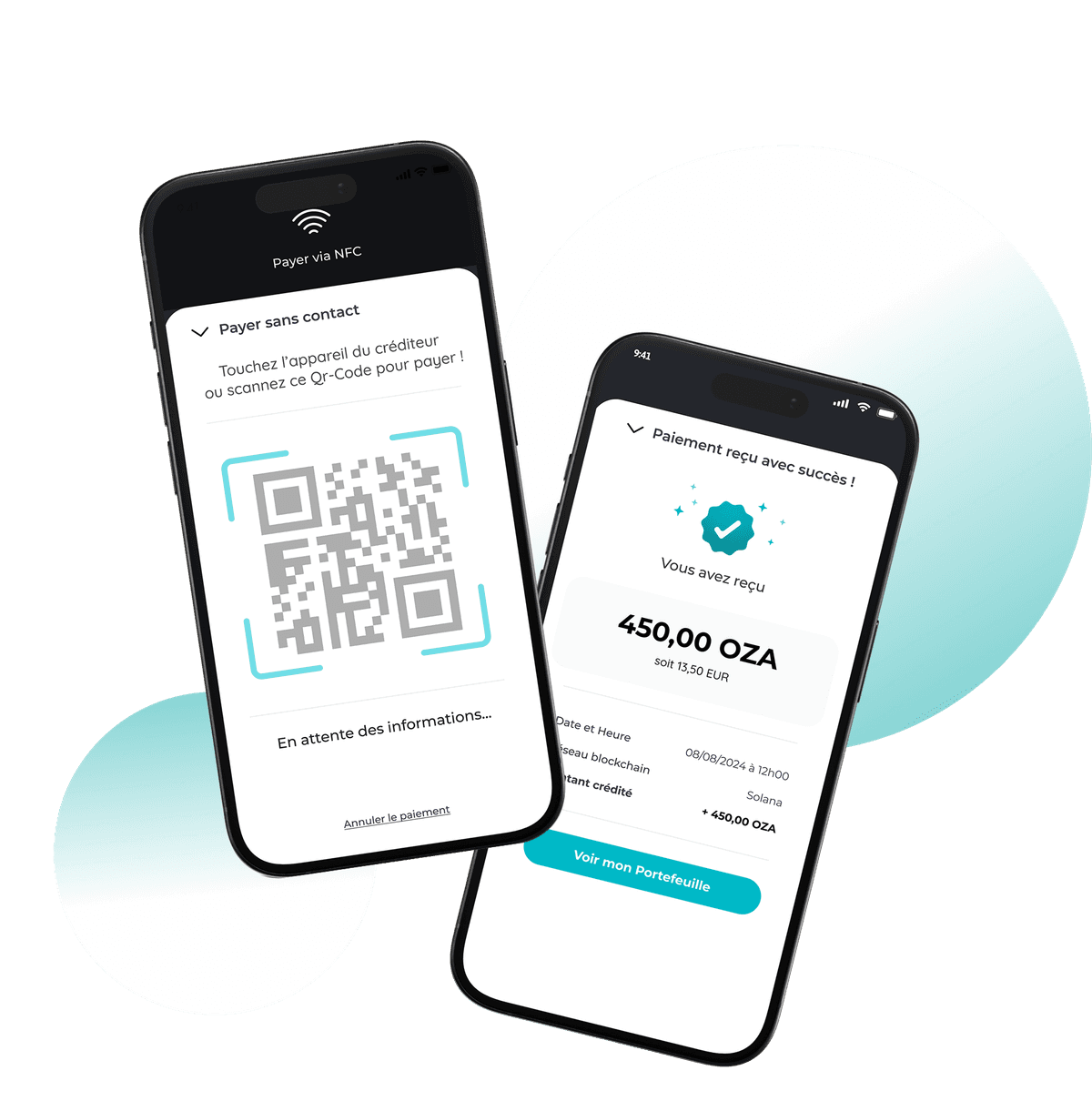 QR code payment on two phones